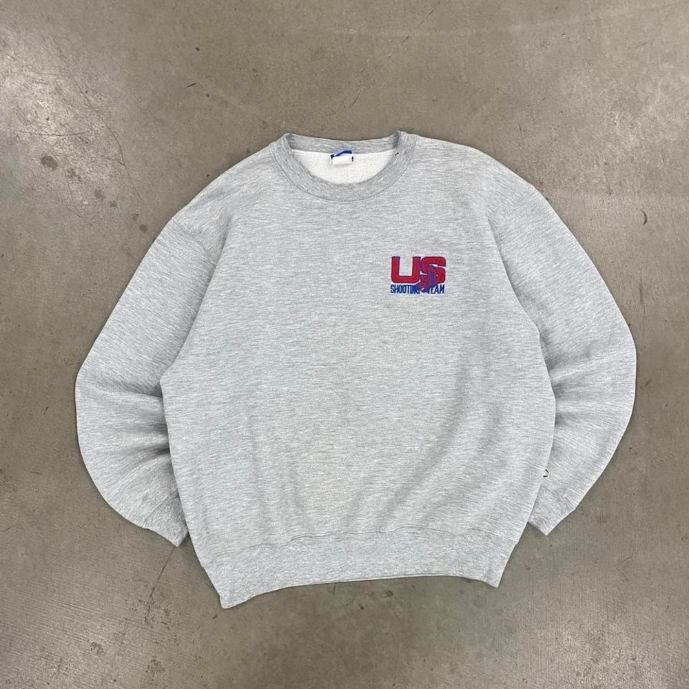 Vintage 90s US Shooting Team Champion Grey Crewneck Sweatshirt Size XL